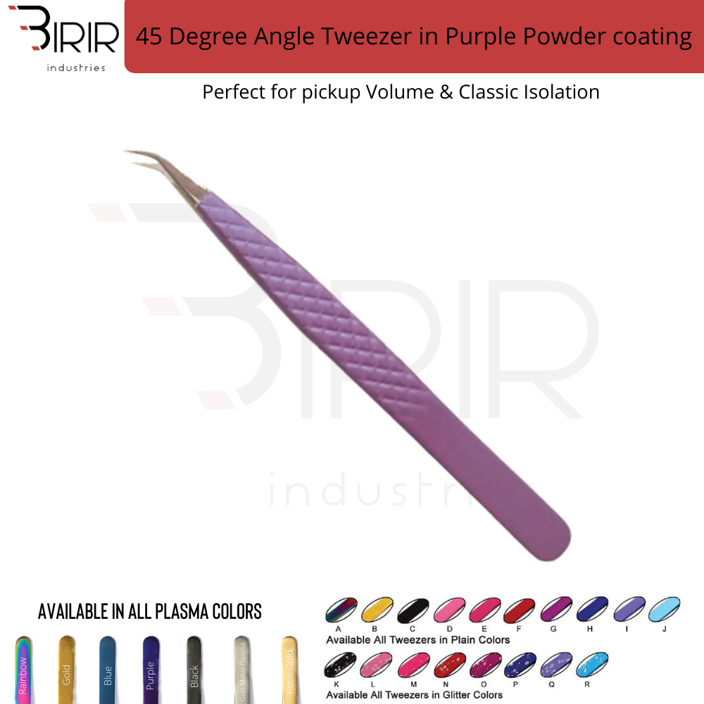 45 Degree Eyelash Extension Tweezer In Purple Color Coating