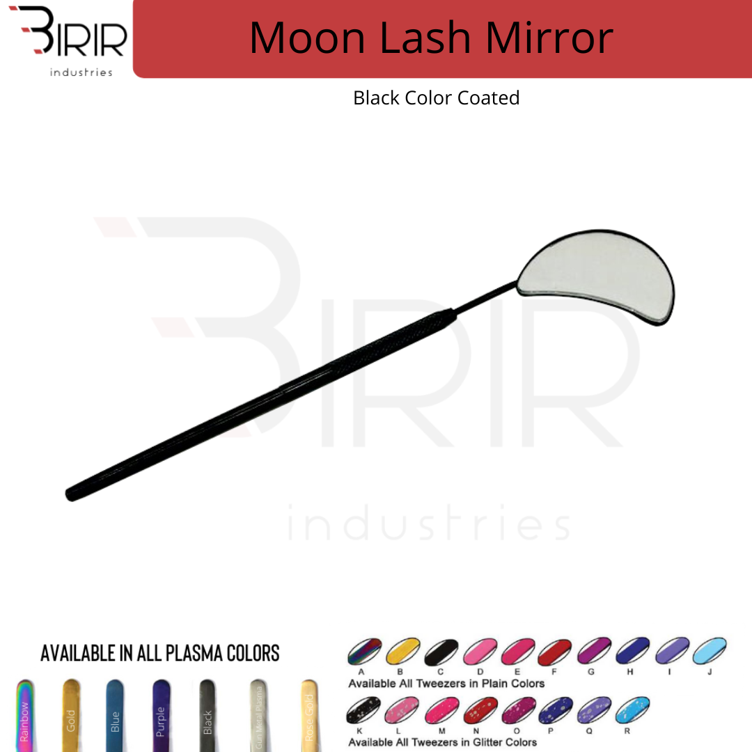 Moon Shape Eyelash Mirror With Black Powder Coating