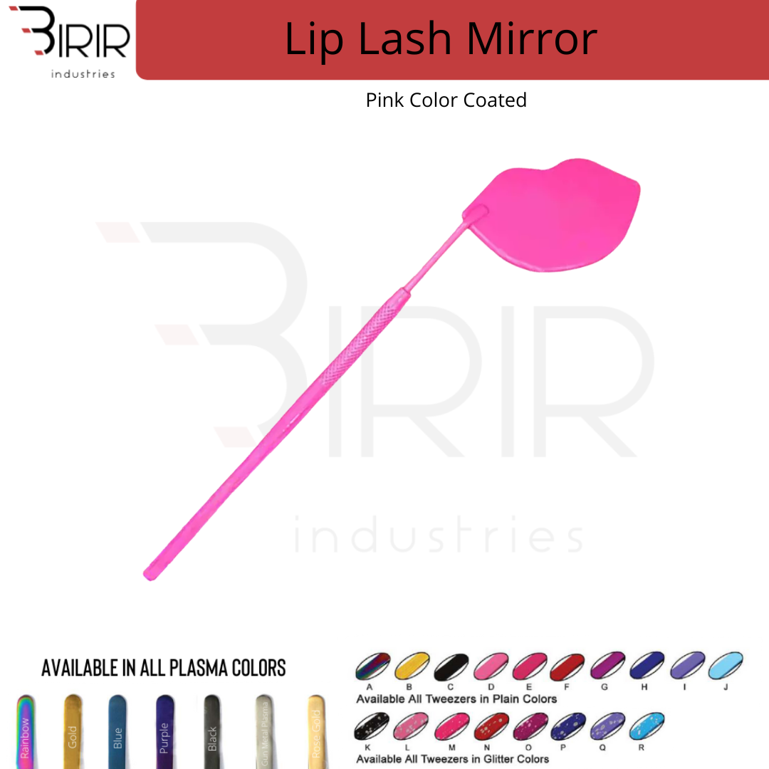Lip Shape Eyelash Mirror With Pink Powder Coating