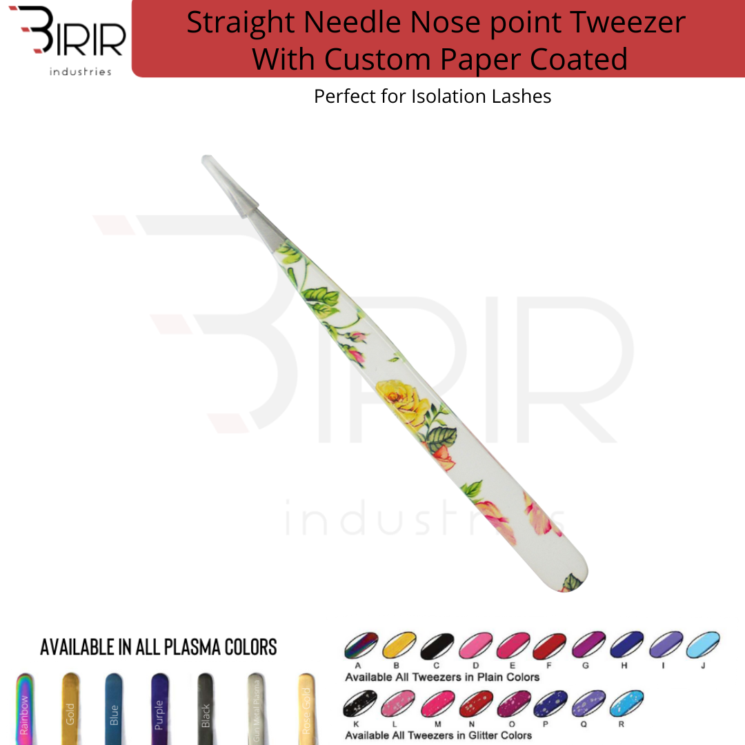 Straight Needle Nose Point Tweezer With Custom Paper Coating