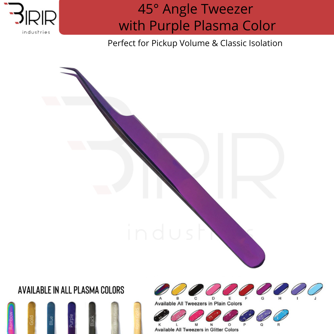 45 Degree Angle Tweezer With Purple Plasma Color