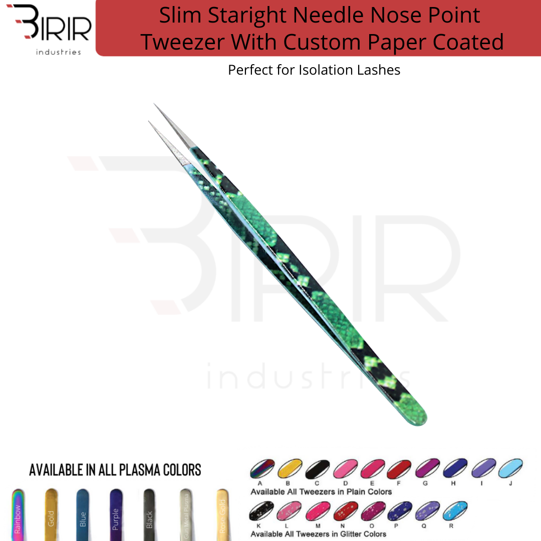 Slim Straight Needle Nose Point Tweezer With Double Paper Coating