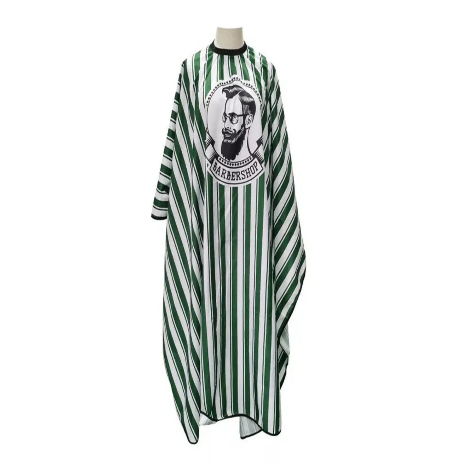 green and white barber cape