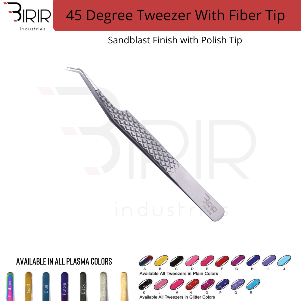 45 degree tweezer with fiber tip
