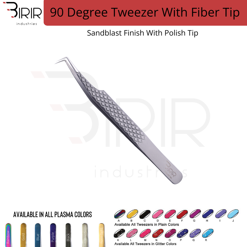 90 degree fiber tip eyelash tweezer